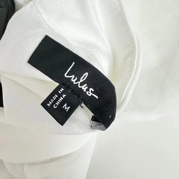 Lulus Classic Elegance White Chiffon Sleeveless Mock Neck Mini Dress Medium - Picture 6 of 10